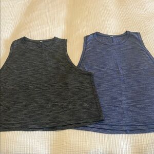 Lululemon Athletica Black and Blue Tank Tops